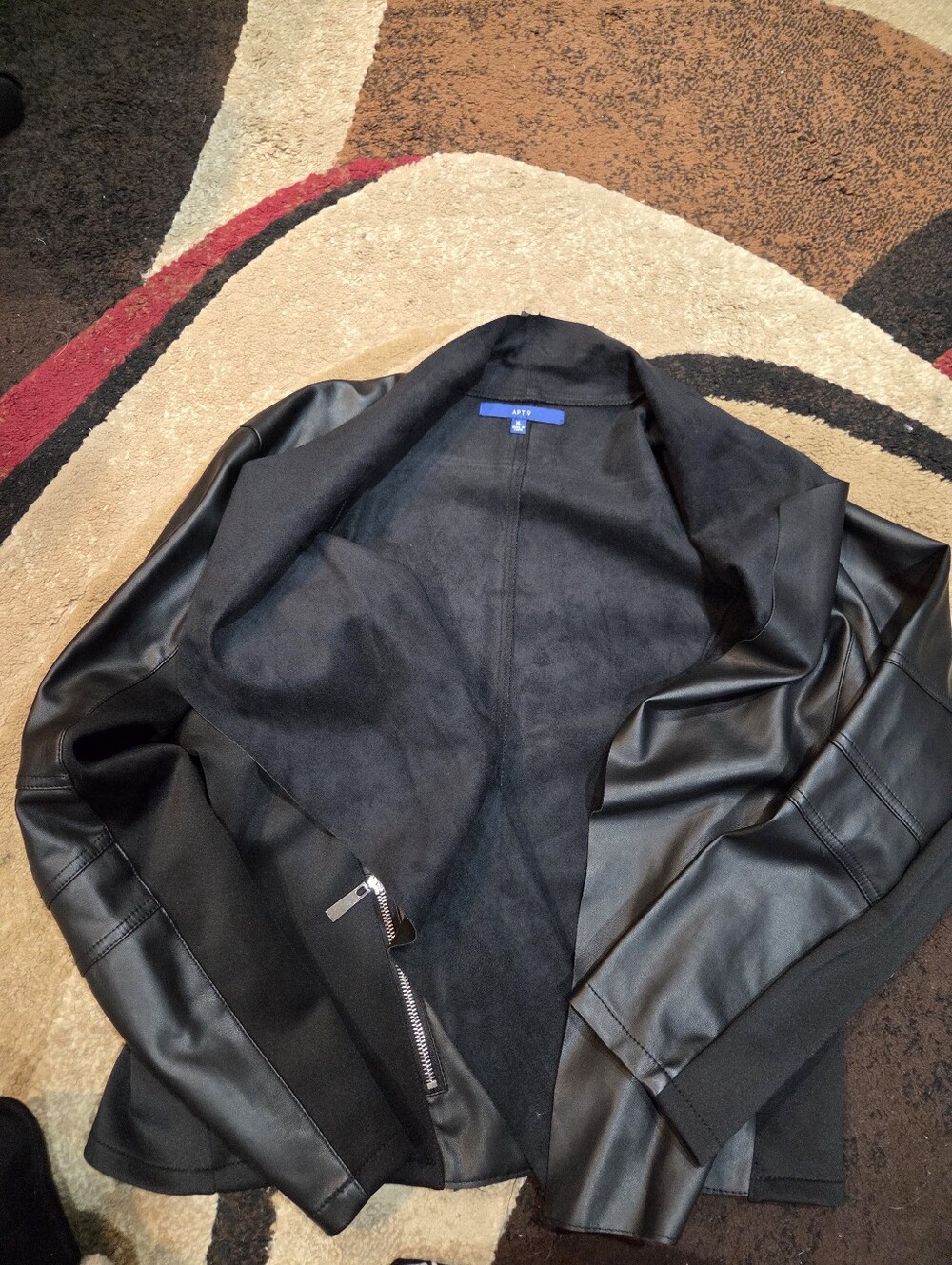 Women's Black Faux Leather Jacket - Apt. 9